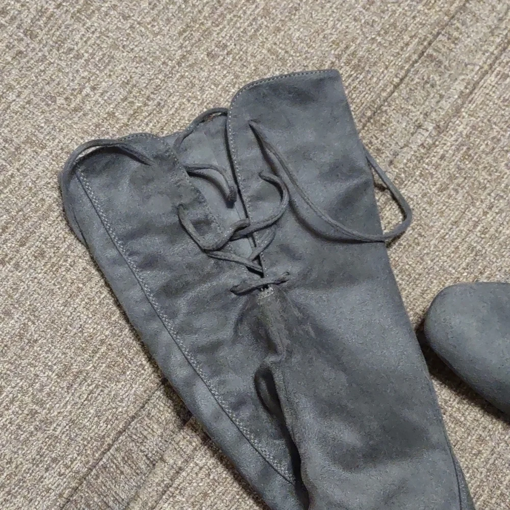 Over the Knee Faux Suede Lace Up the Back Boots